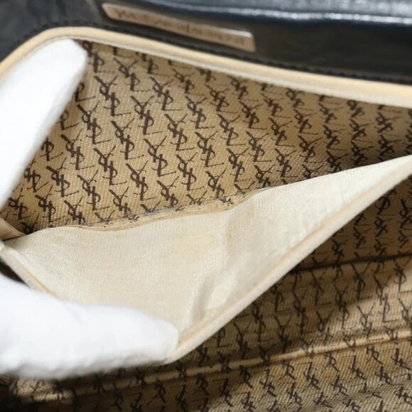SAINT LAURENT Clutch Bag Leather Black Auth - Picture 13 of 15